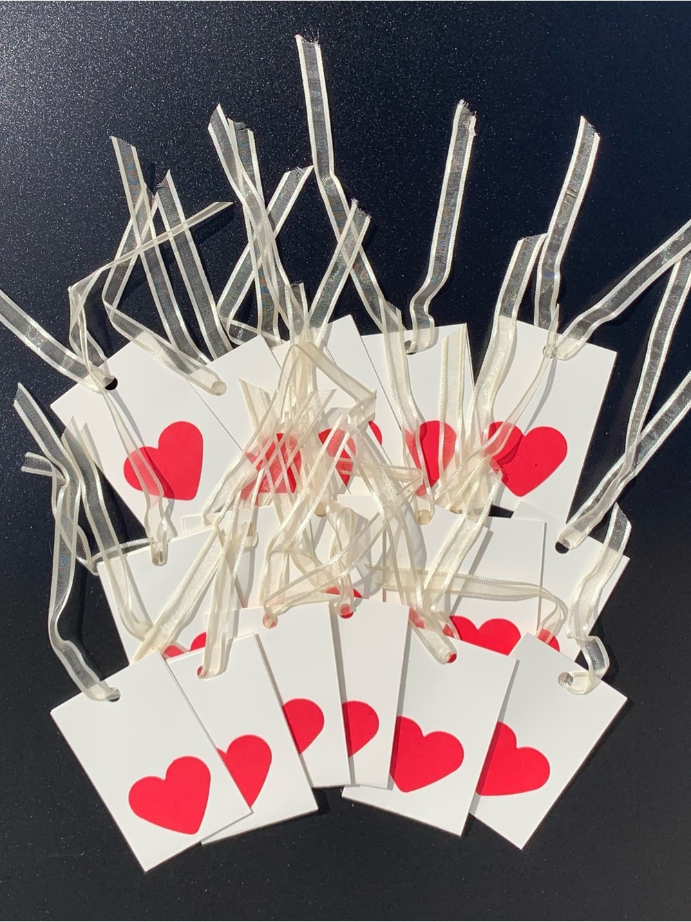 Lot 18 Handmade Heart Gift Tags Cream Card Stock Satin Ribbon Wedding Valentine